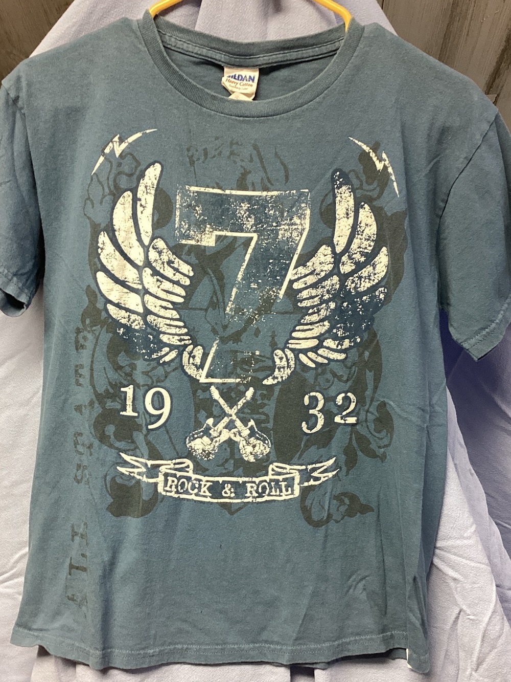 Gildan Kid’s Teal Graphic Winged Number T-Shirt